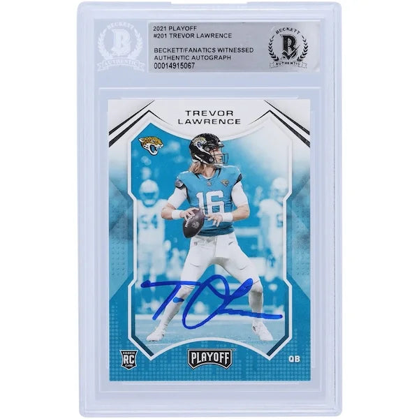 Trevor Lawrence Jacksonville Jaguars Autographed 2021 Panini Playoff #201 Beckett Fanatics Witnessed Authenticated Rookie Card - F2