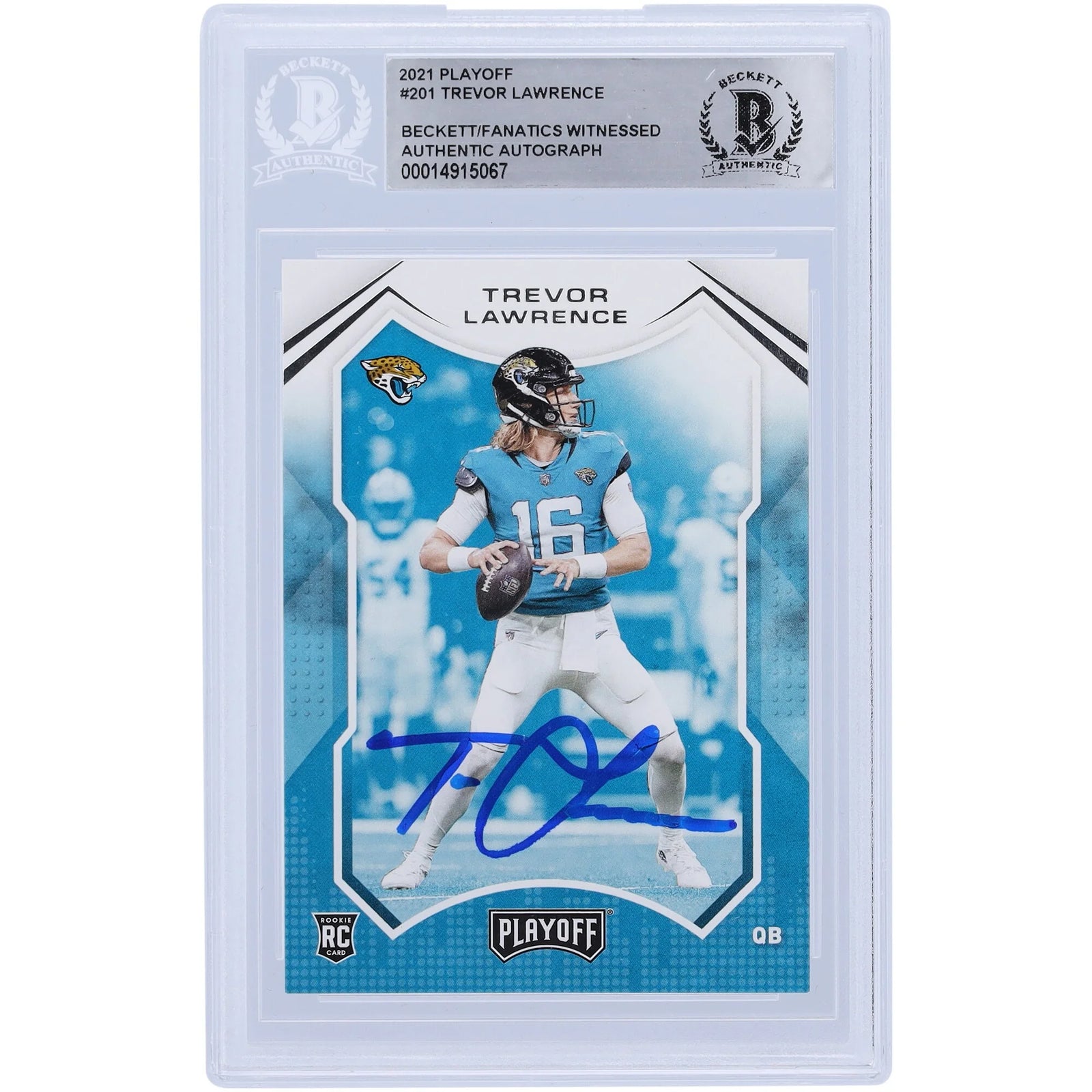Trevor Lawrence Jacksonville Jaguars Autographed 2021 Panini Playoff #201 Beckett Fanatics Witnessed Authenticated Rookie Card - F2