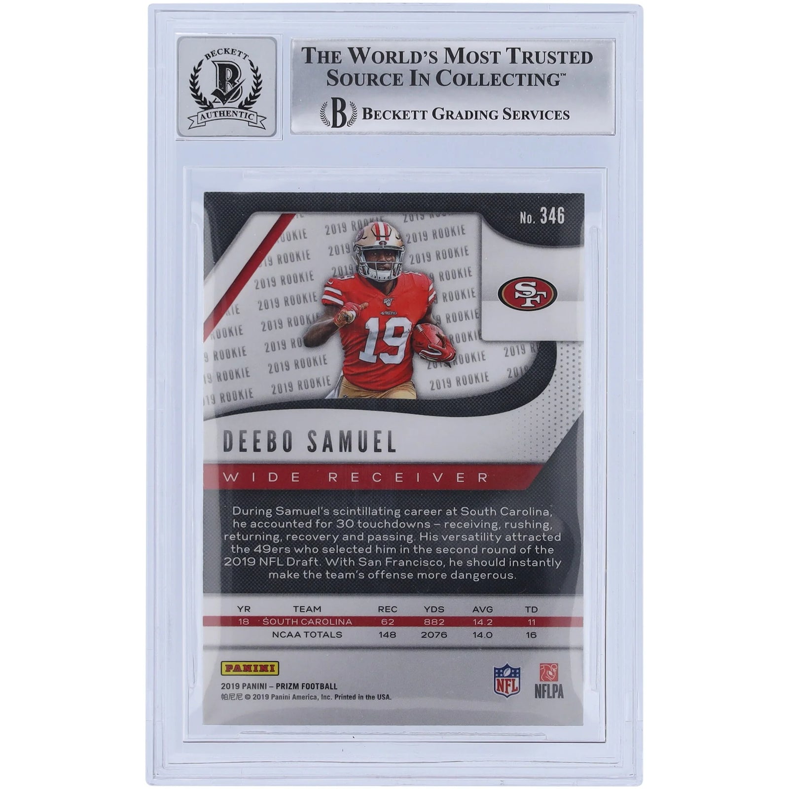 Deebo Samuel Signed 2019 Panini Prizm #346 Rookie Card | BGS 10