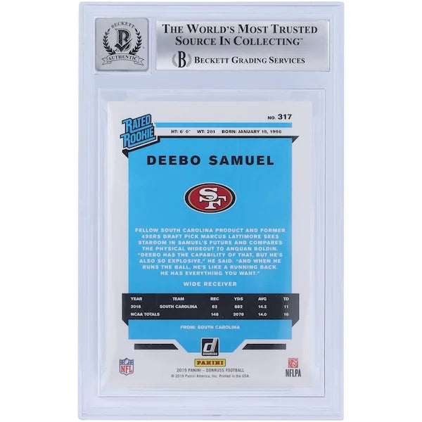 Deebo Samuel Signed 2019 Panini Donruss Rated Rookie #317 | BGS 10