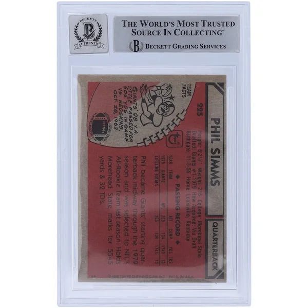 Phil Simms Signed 1980 Topps #225 Rookie Card | BGS 10 Autograph