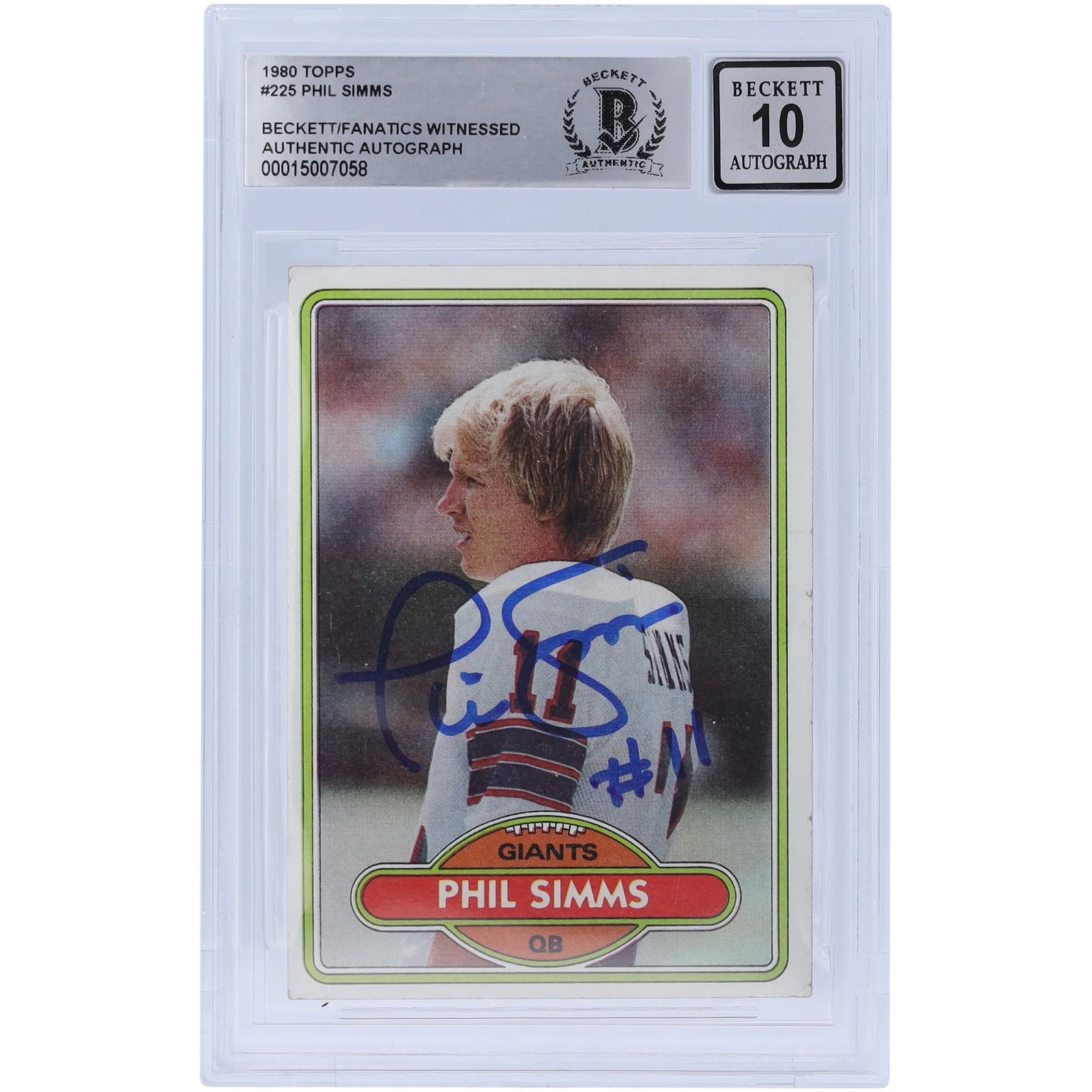 Phil Simms Signed 1980 Topps #225 Rookie Card | BGS 10 Autograph