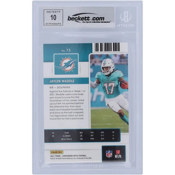 Jaylen Waddle Signed 2021 Panini Contenders Optic Rookie Ticket #73 | BGS 10