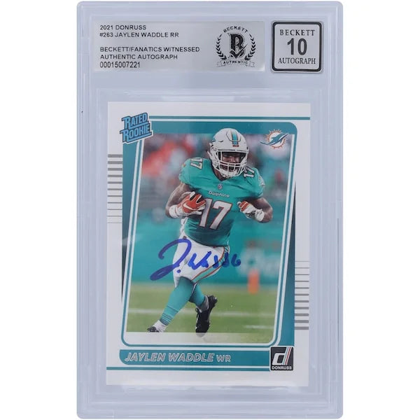 Jaylen Waddle Signed 2021 Panini Donruss Rated Rookie #263 | BGS 10