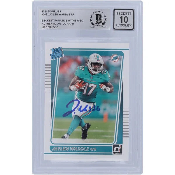 Jaylen Waddle Signed 2021 Panini Donruss Rated Rookie #263 | BGS 10
