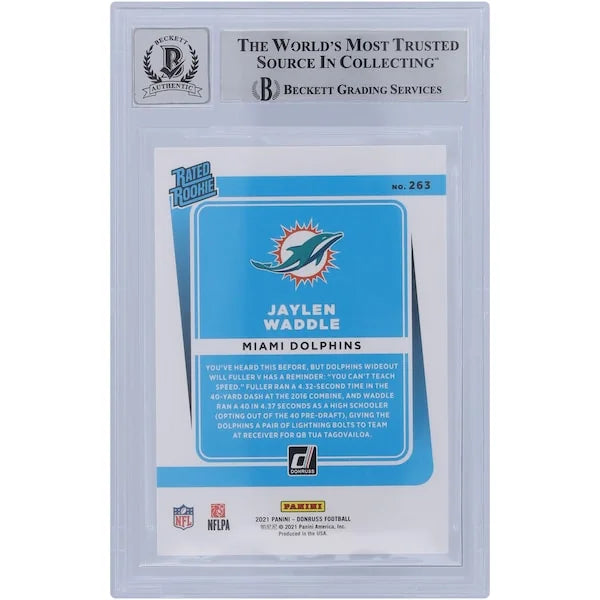 Jaylen Waddle Signed 2021 Panini Donruss Rated Rookie #263 | BGS 10