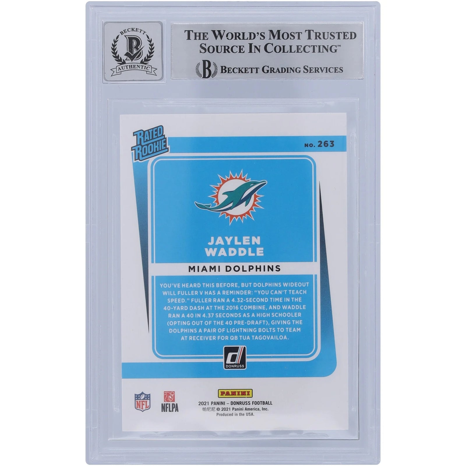 Jaylen Waddle Signed 2021 Panini Donruss Rated Rookie #263 | BGS 10