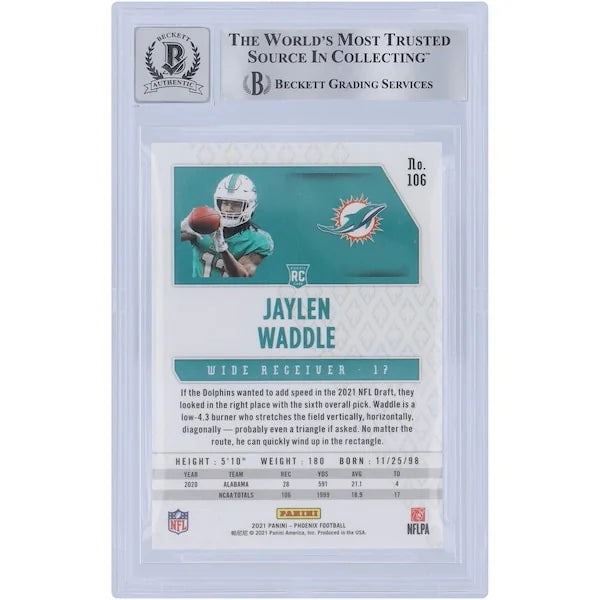 Jaylen Waddle Signed 2021 Panini Phoenix Rookie #106 Card | BGS 10