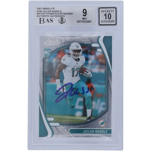 Jaylen Waddle Signed 2021 Panini Absolute #106 Rookie Card | BGS 9 Autograph