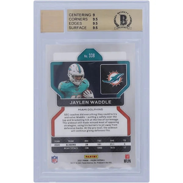 Jaylen Waddle Signed 2021 Panini Prizm #338 Rookie Card | BGS 9.5/9