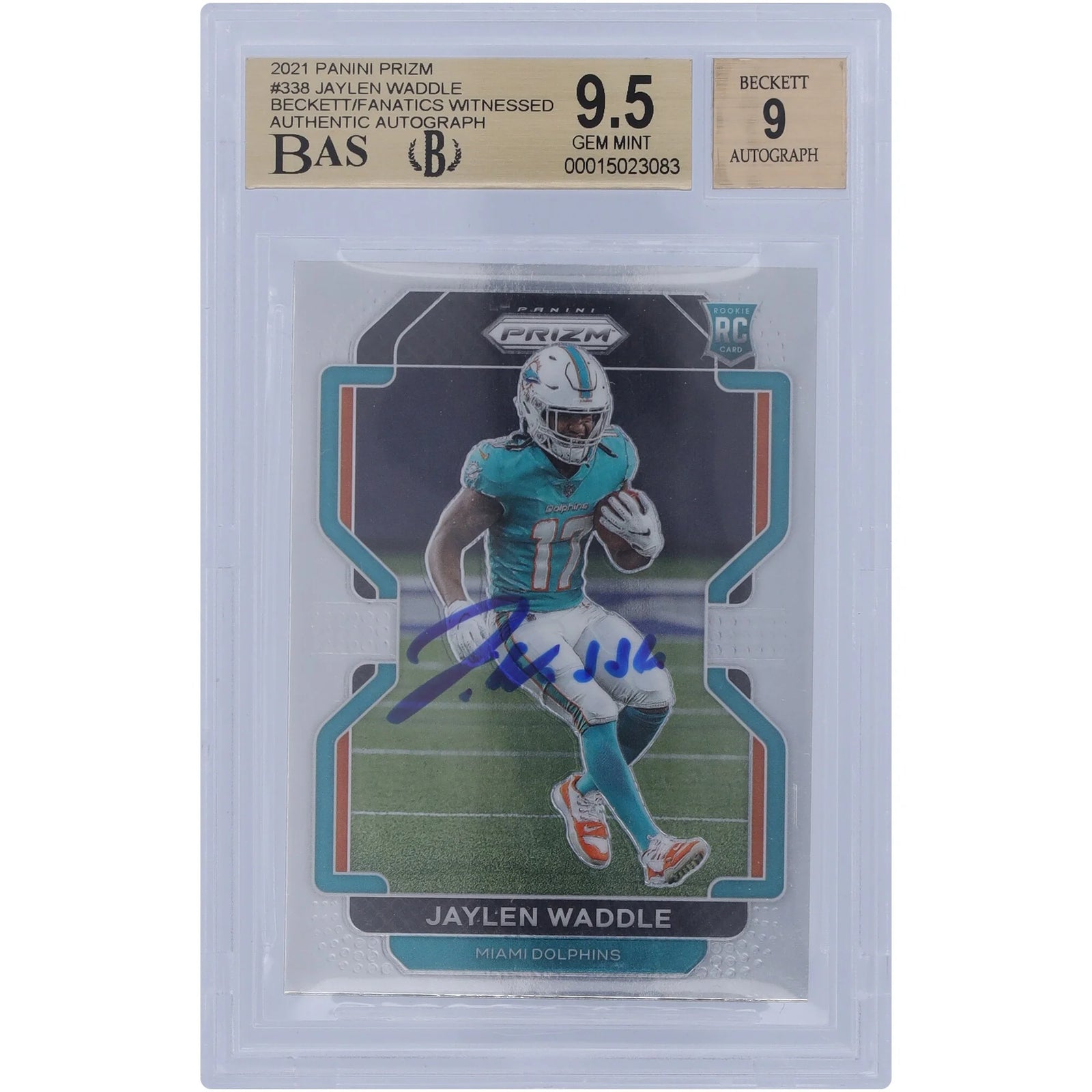 Jaylen Waddle Signed 2021 Panini Prizm #338 Rookie Card | BGS 9.5/9
