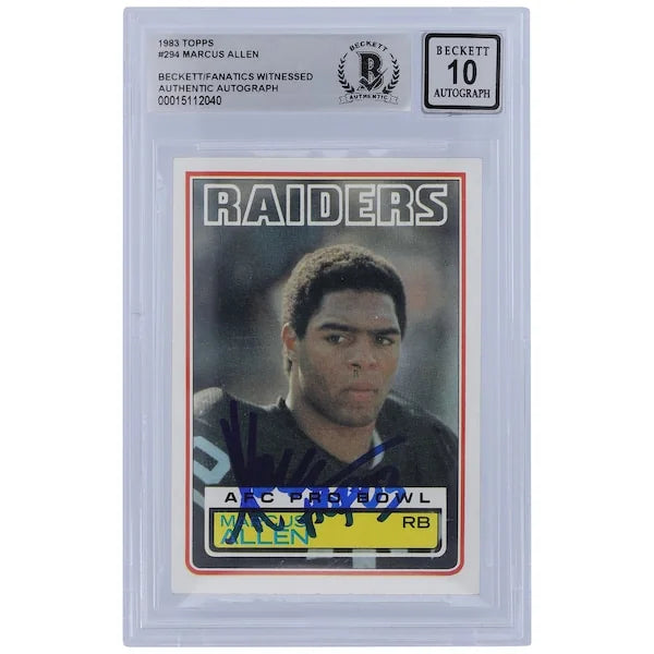 Marcus Allen Signed 1983 Topps #294 Rookie Card | BGS 10 with HOF 03 Inscription