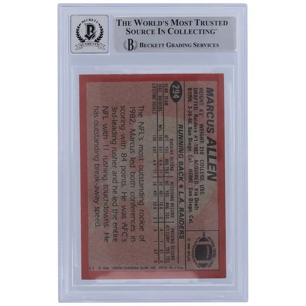 Marcus Allen Signed 1983 Topps #294 Rookie Card | BGS 10 with HOF 03 Inscription