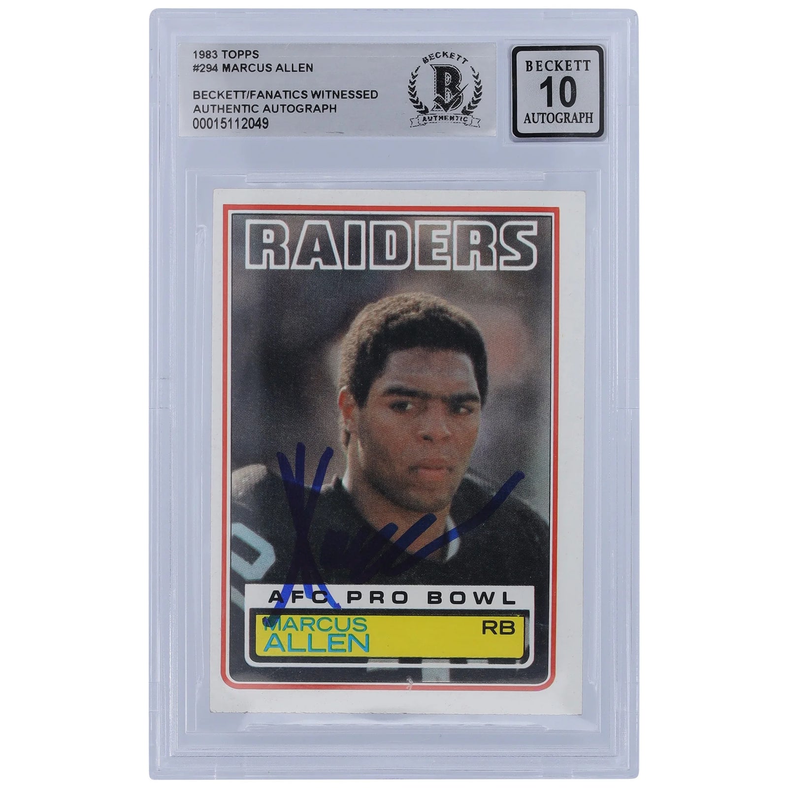 Marcus Allen Signed 1983 Topps #294 Rookie Card | Beckett Authenticated