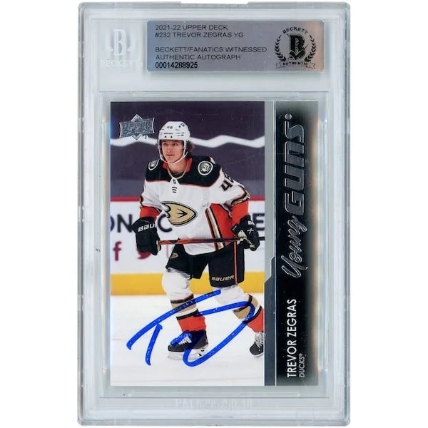 Trevor Zegras Signed 2021-22 Upper Deck Young Guns #232 Rookie Card