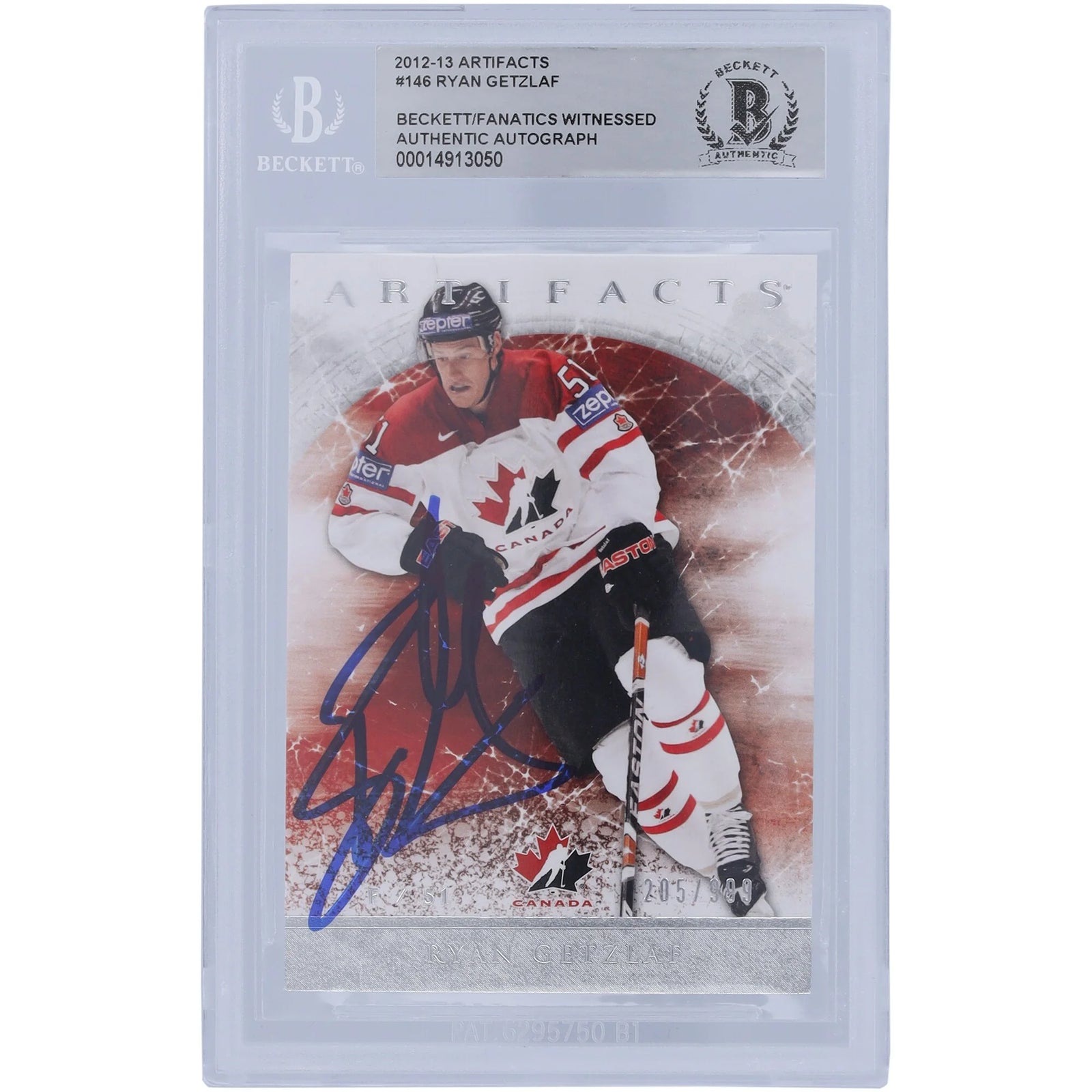 Ryan Getzlaf Signed 2012-13 Upper Deck Artifacts #146 | Team Canada Limited Edition