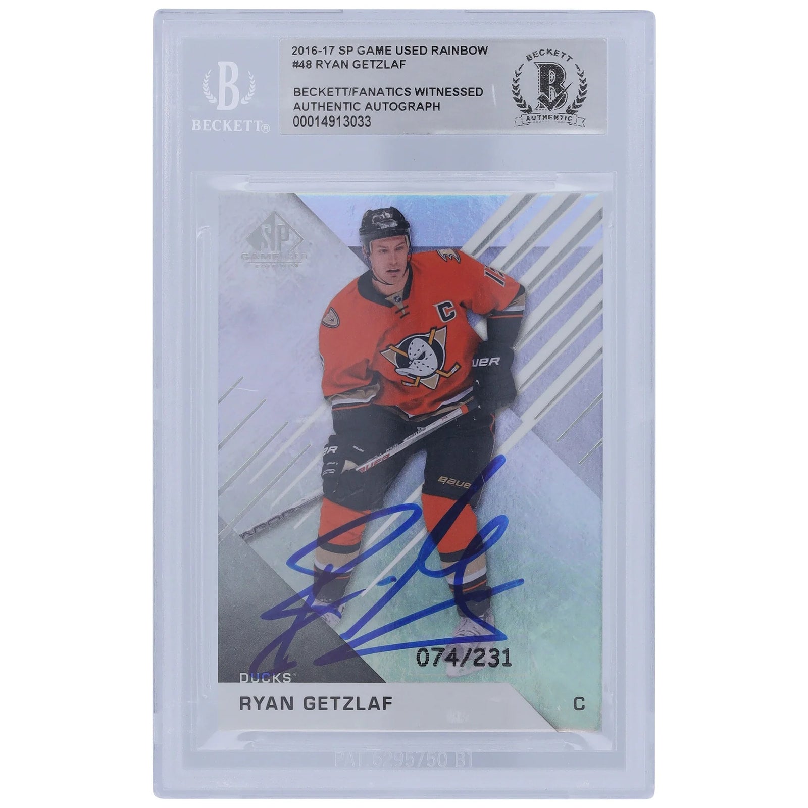 Ryan Getzlaf Signed 2016-17 Upper Deck SP Game Used Card | #48/231
