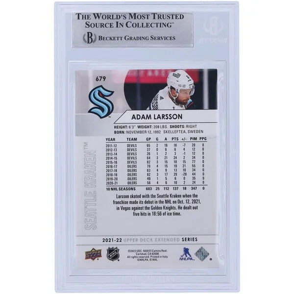 Adam Larsson Signed 2021-22 Upper Deck Extended Series #679 Card | Beckett Authenticated