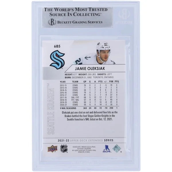 Jamie Oleksiak Signed 2021-22 Upper Deck Extended Series #685 Card | Beckett Authenticated