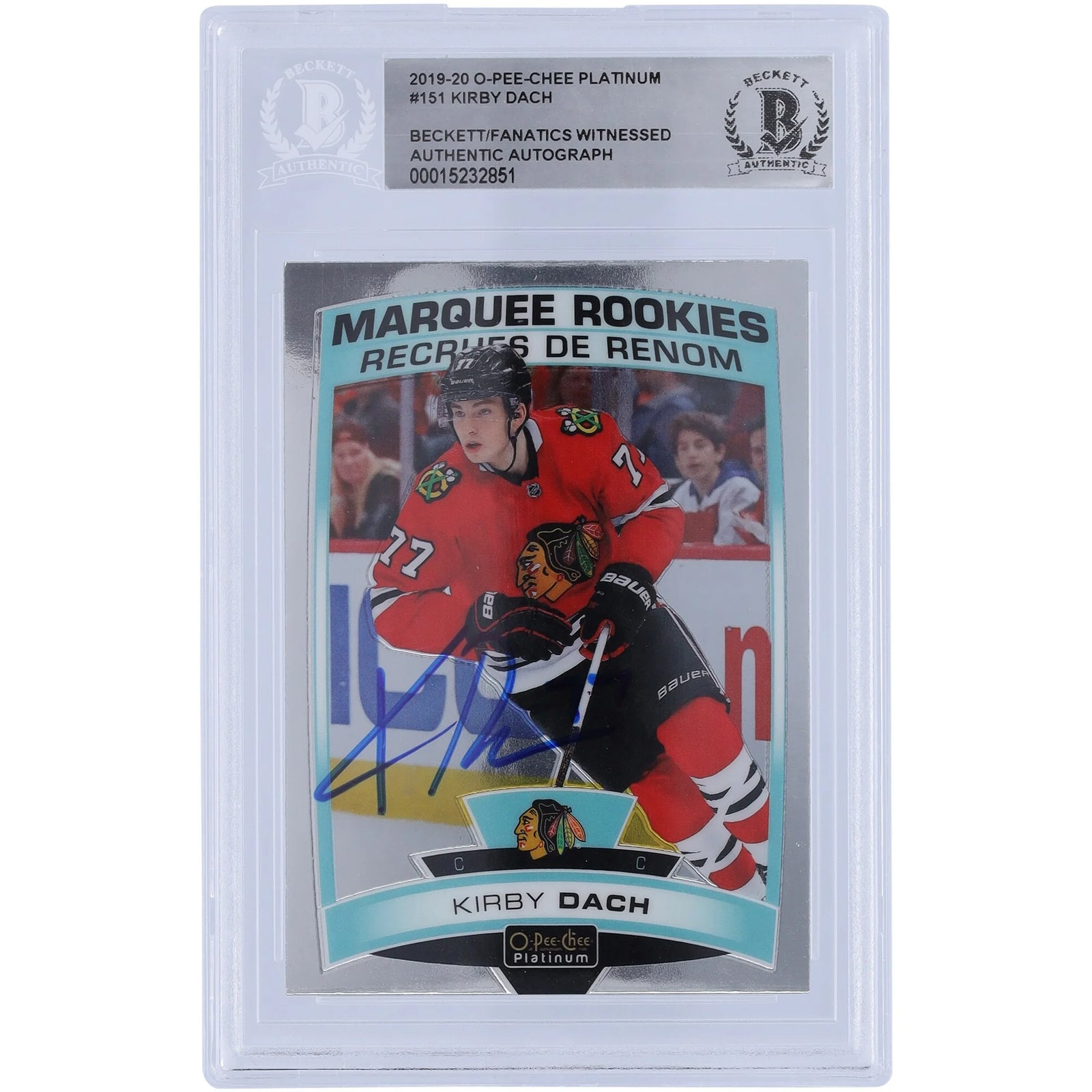 Kirby Dach Signed 2019-20 Upper Deck O-Pee-Chee Platinum Rookie #151 Card | BGS 10 Autogra