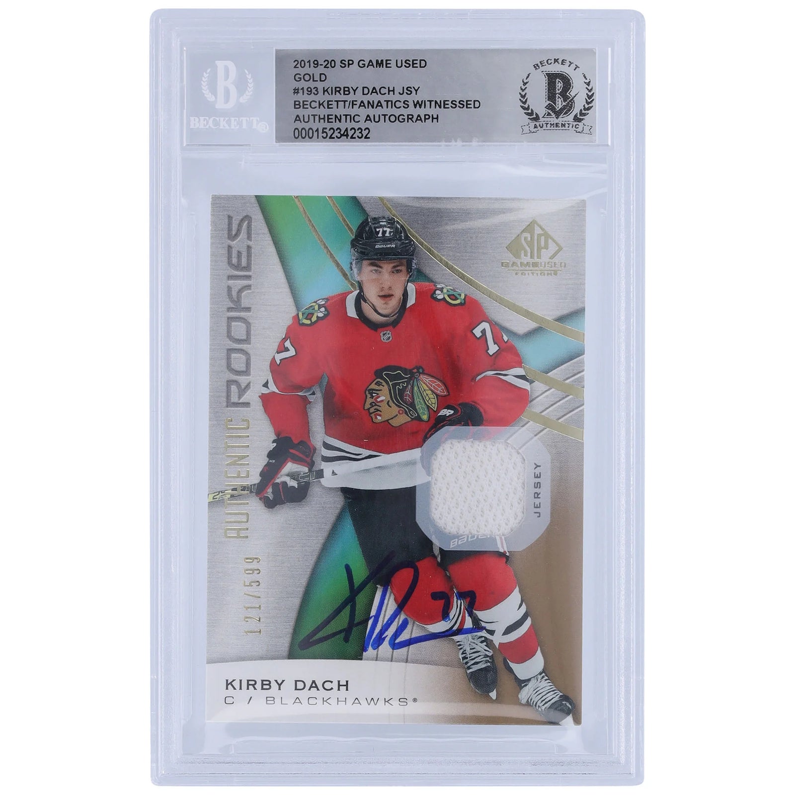 Kirby Dach Signed 2019-20 Upper Deck SP Game Used Rookie #193 Card | BGS 10 Autograph