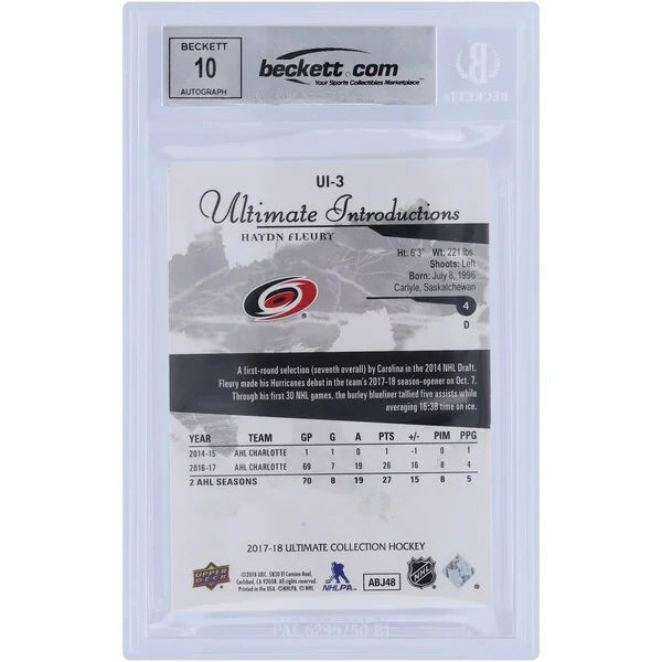 Haydn Fleury Signed 2017-18 Upper Deck Ultimate Collection Rookie Card | BGS 10