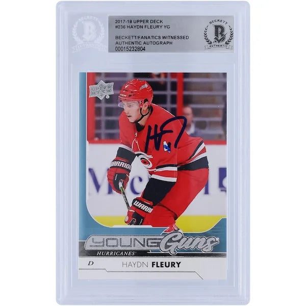 Haydn Fleury Signed 2017-18 Upper Deck Young Guns #236 Rookie Card | BGS 10 Autograph
