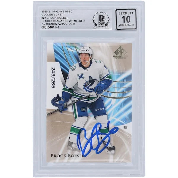 Brock Boeser Signed 2020-21 Upper Deck SP Game Used #22 Card | Beckett 10