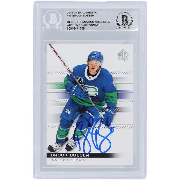 Brock Boeser Vancouver Canucks Autographed 2019-20 Upper Deck SP Authentic #45 Beckett Fanatics Witnessed Authenticated Card - F2