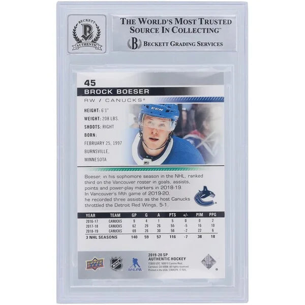 Brock Boeser Signed 2019-20 Upper Deck SP Authentic #45 | Beckett Graded 10