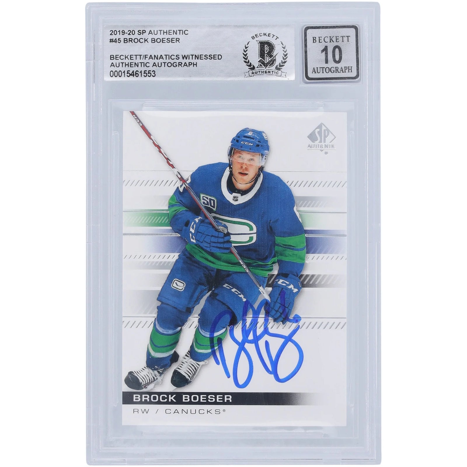 Brock Boeser Signed 2019-20 Upper Deck SP Authentic #45 | Beckett Graded 10