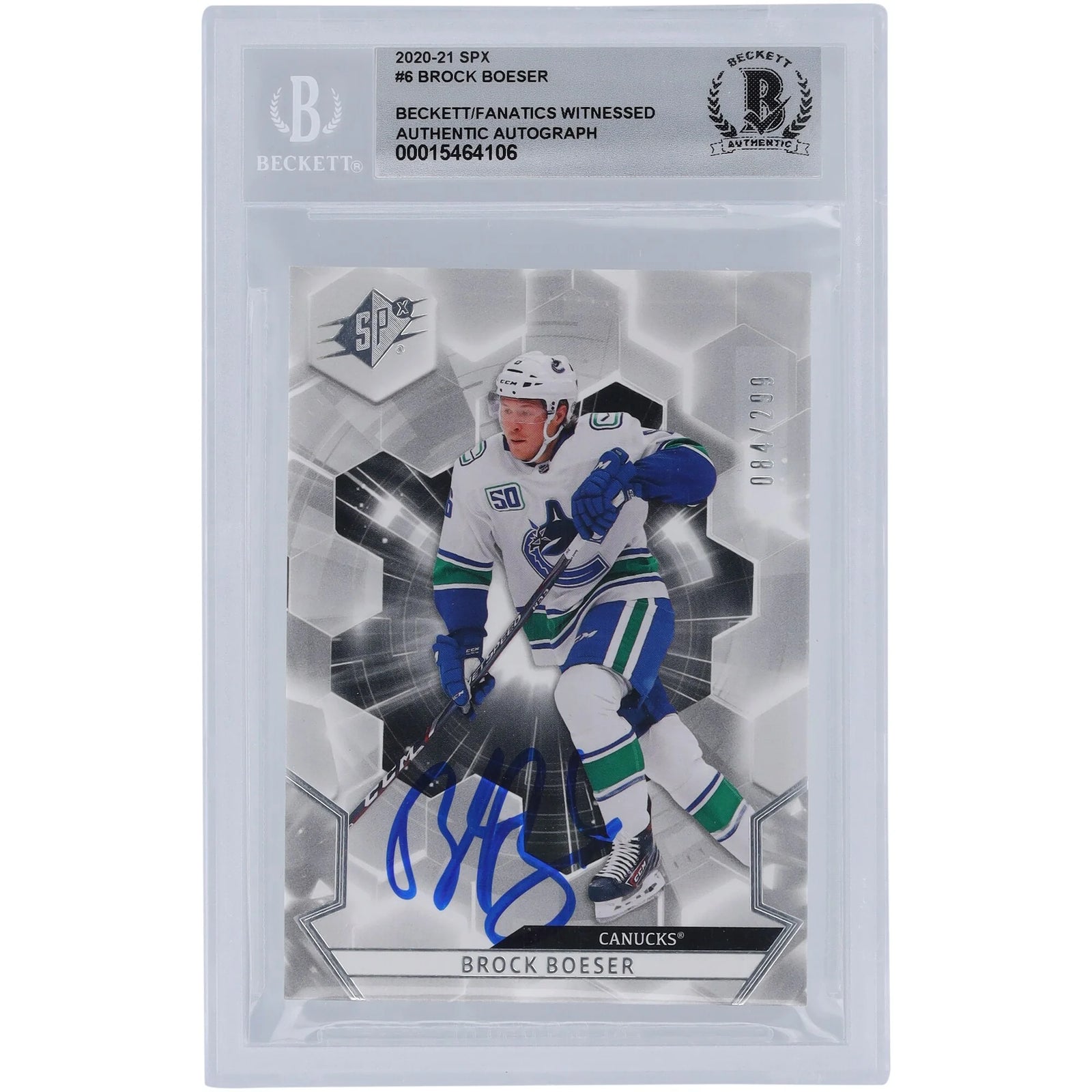 Brock Boeser Signed 2020-21 Upper Deck SPX #6 Card | Graded 10