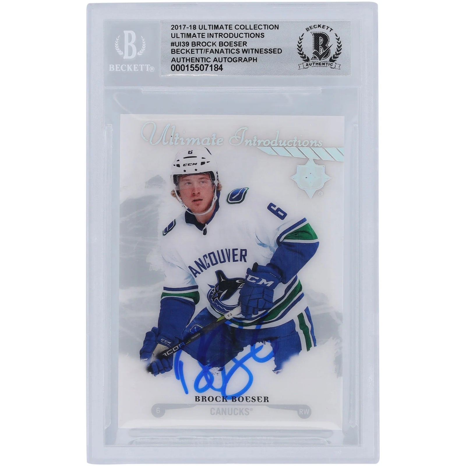 Brock Boeser Signed 2017-18 Upper Deck Ultimate Collection Rookie Card | Beckett 10