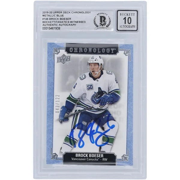 Brock Boeser Signed 2019-20 Upper Deck Chronology Card #146 | Beckett 10