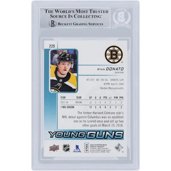 Ryan Donato Signed 2018-19 Upper Deck Young Guns Rookie #225 Card | Beckett Authenticated