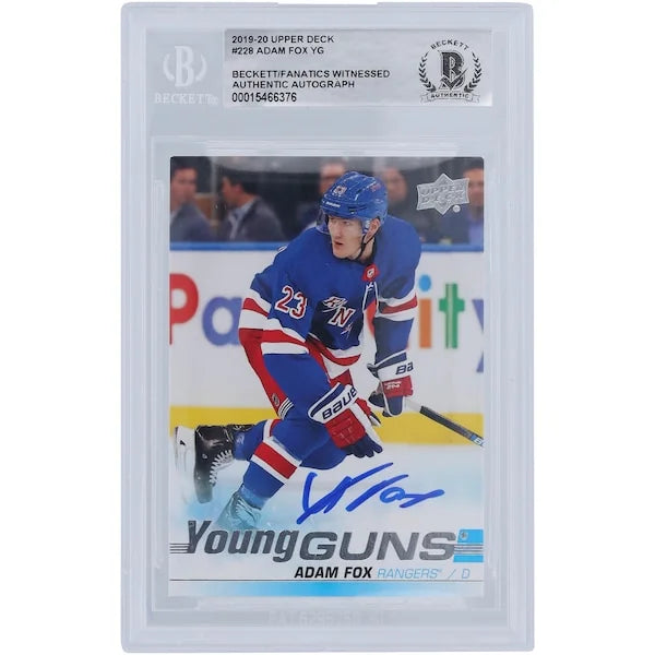 Adam Fox Signed 2019-20 Upper Deck Young Guns #228 Rookie Card | Beckett Authenticated