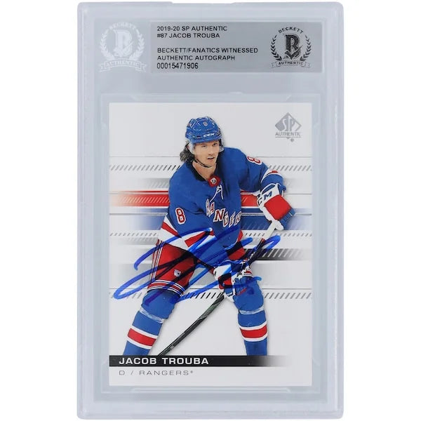 Jacob Trouba Signed 2019-20 Upper Deck SP Authentic #87 Card | Rangers