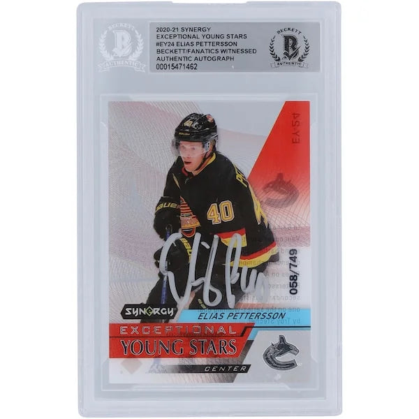 Elias Pettersson Signed 2020-21 Upper Deck Synergy Card | #EY-24 #/749