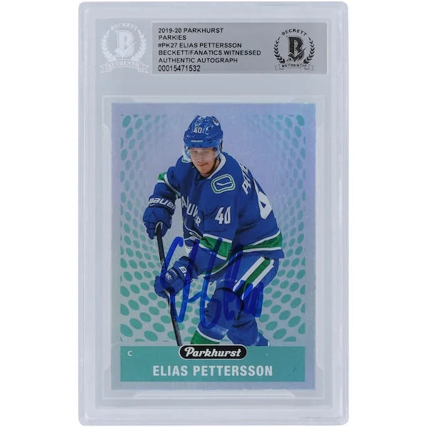Elias Pettersson Vancouver Canucks Autographed 2019-20 Upper Deck Parkhurst Parkies #PK-27 Beckett Fanatics Witnessed Authenticated Card - F2
