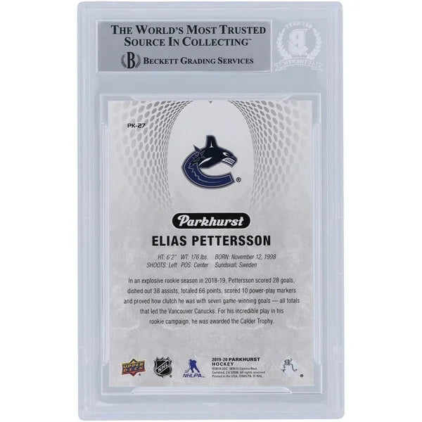 Elias Pettersson Vancouver Canucks Autographed 2019-20 Upper Deck Parkhurst Parkies #PK-27 Beckett Fanatics Witnessed Authenticated Card - F2