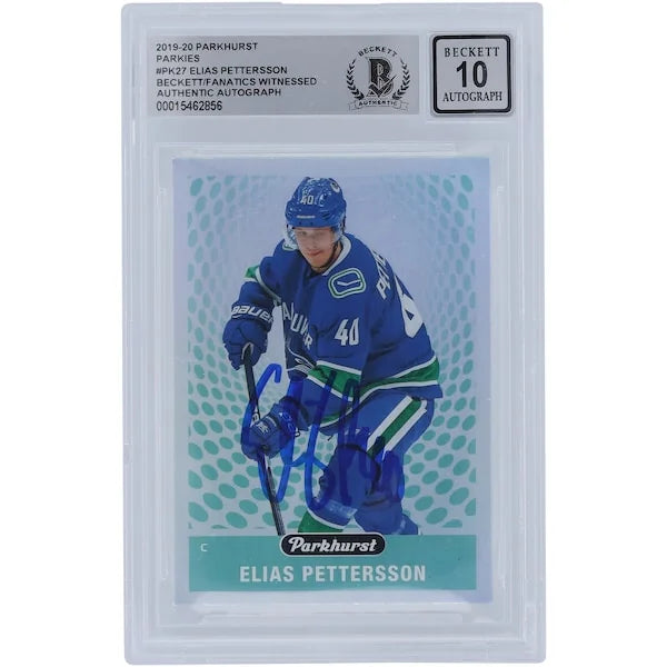 Elias Pettersson Signed 2019-20 Upper Deck Parkhurst Card | Beckett 10