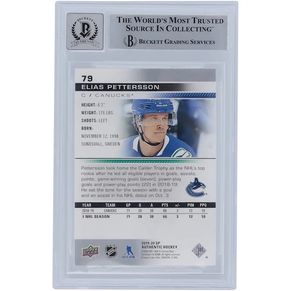 Elias Pettersson Signed 2019-20 Upper Deck SP Authentic #79 | Beckett 10