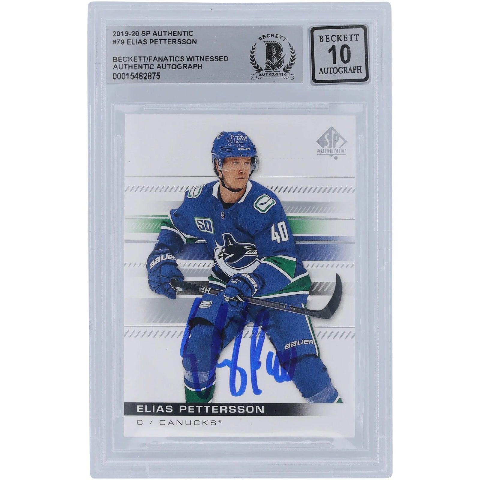 Elias Pettersson Signed 2019-20 Upper Deck SP Authentic #79 | Beckett 10