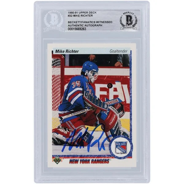 Mike Richter Signed 1990-91 Upper Deck #32 Rookie Card | Beckett Authenticated