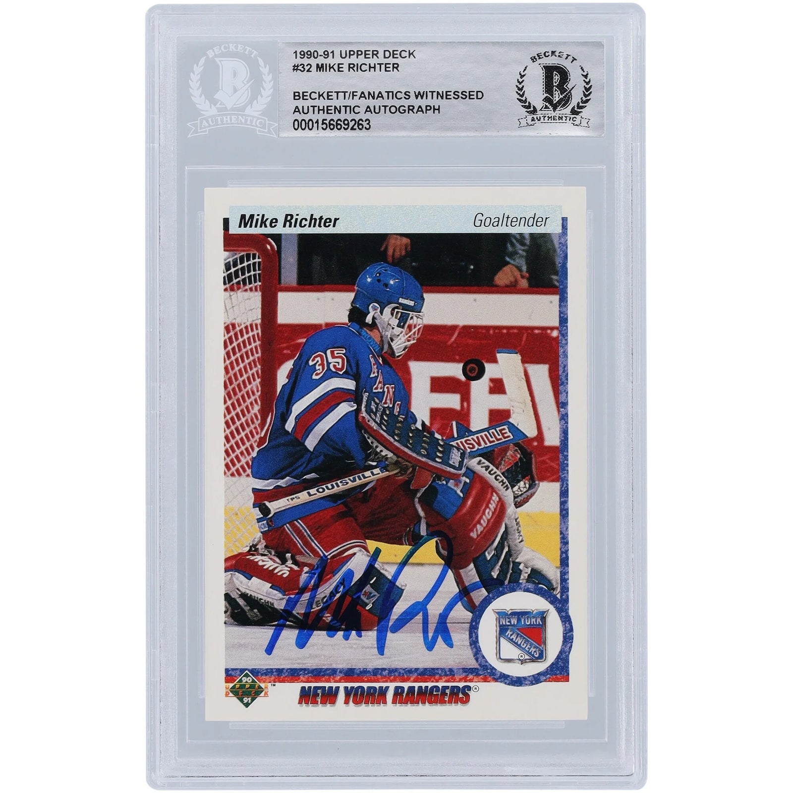 Mike Richter Signed 1990-91 Upper Deck #32 Rookie Card | Beckett Authenticated