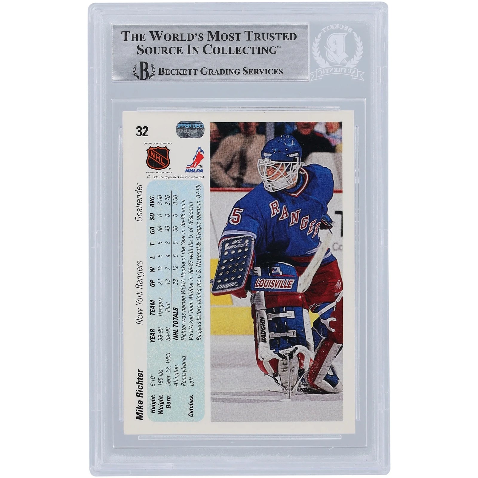Mike Richter Signed 1990-91 Upper Deck #32 Rookie Card | Beckett Authenticated