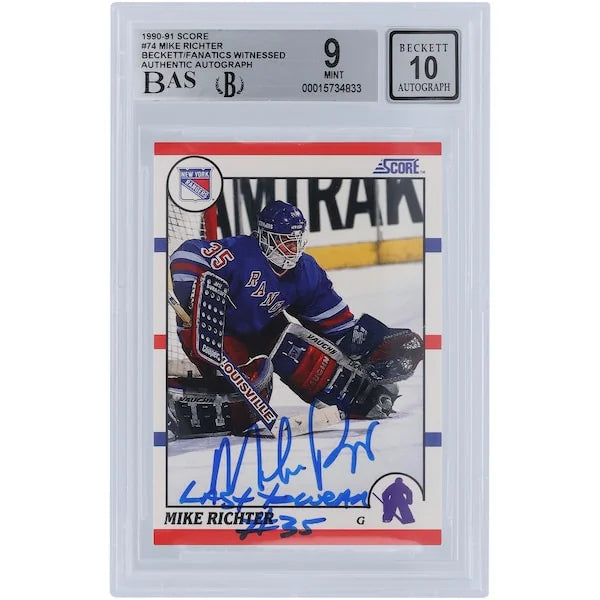 Mike Richter Signed 1990-91 Score #74 Rookie Card | Last to Wear 35 Inscription