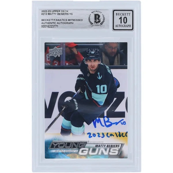 2023 Matty Beniers Signed 2022-23 Upper Deck Young Guns #213 | Graded 10 Rookie Card