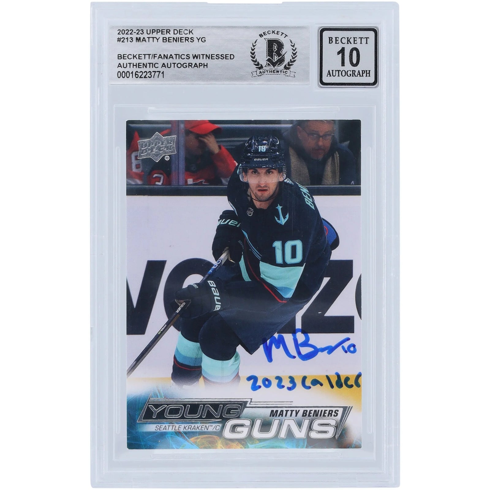 2023 Matty Beniers Signed 2022-23 Upper Deck Young Guns #213 | Graded 10 Rookie Card