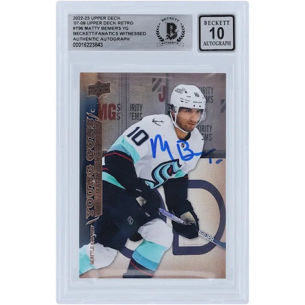 Matty Beniers Signed 2022-23 Upper Deck Young Guns Rookie Card | Graded 10